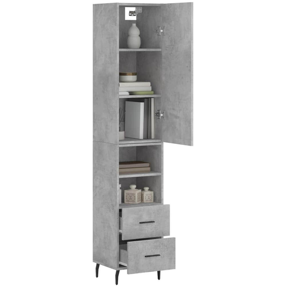 vidaXL Single Door 2 Drawer 2 Shelf Concrete Grey Highboard Image 2