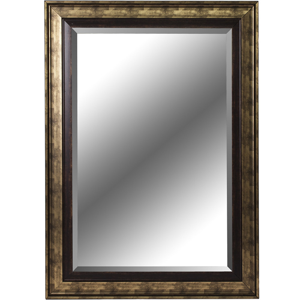 Antique Brushed Gold Bevelled Mirror 110 x 80cm Image