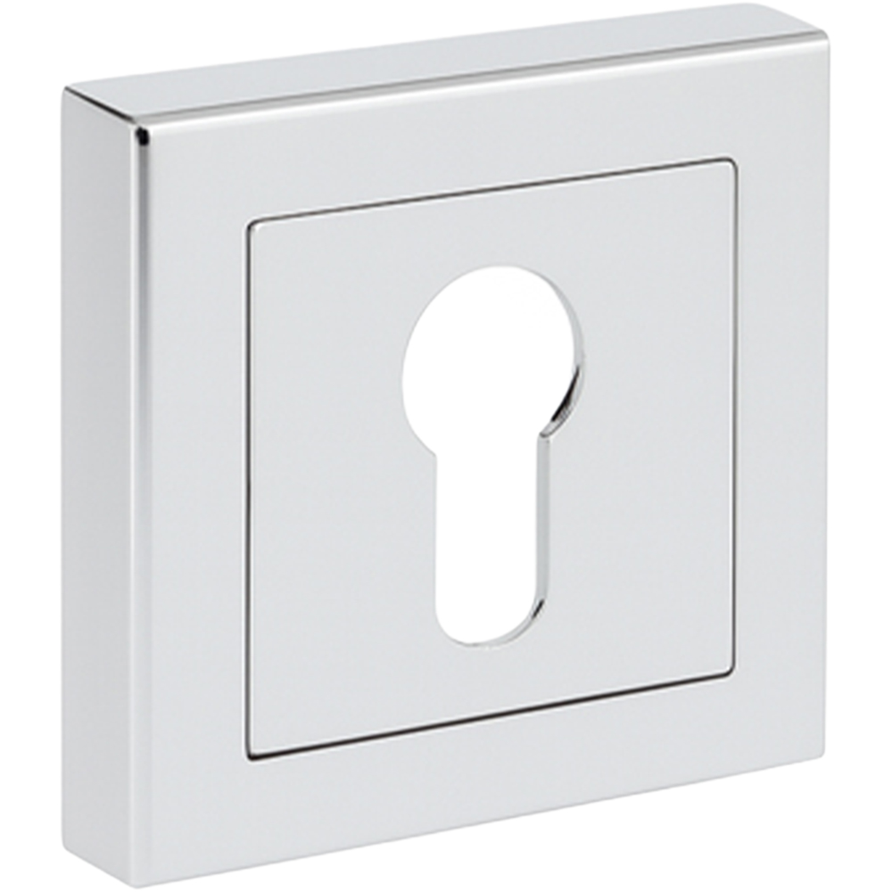 Golden Grace Polished Chrome Square Rose 3 and 5 Lever Escutcheon Euro Key Hole Image 2