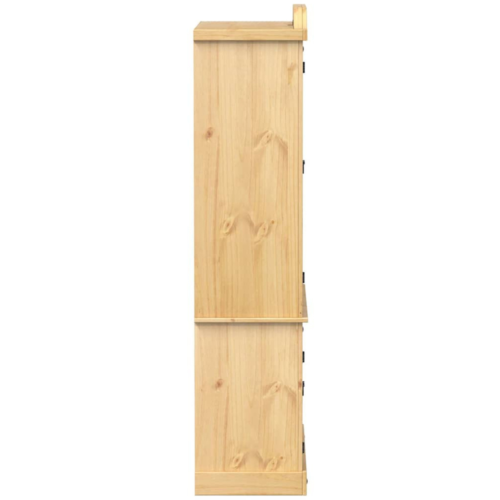 vidaXL 4 Door 3 Shelf Brown Solid Pine Wood Glass Display Cabinet Image 4