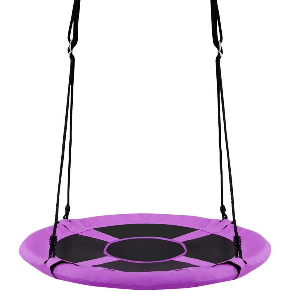 Costway Purple Children Flying Saucer Adjustable Tree Swing 100cm Image 1