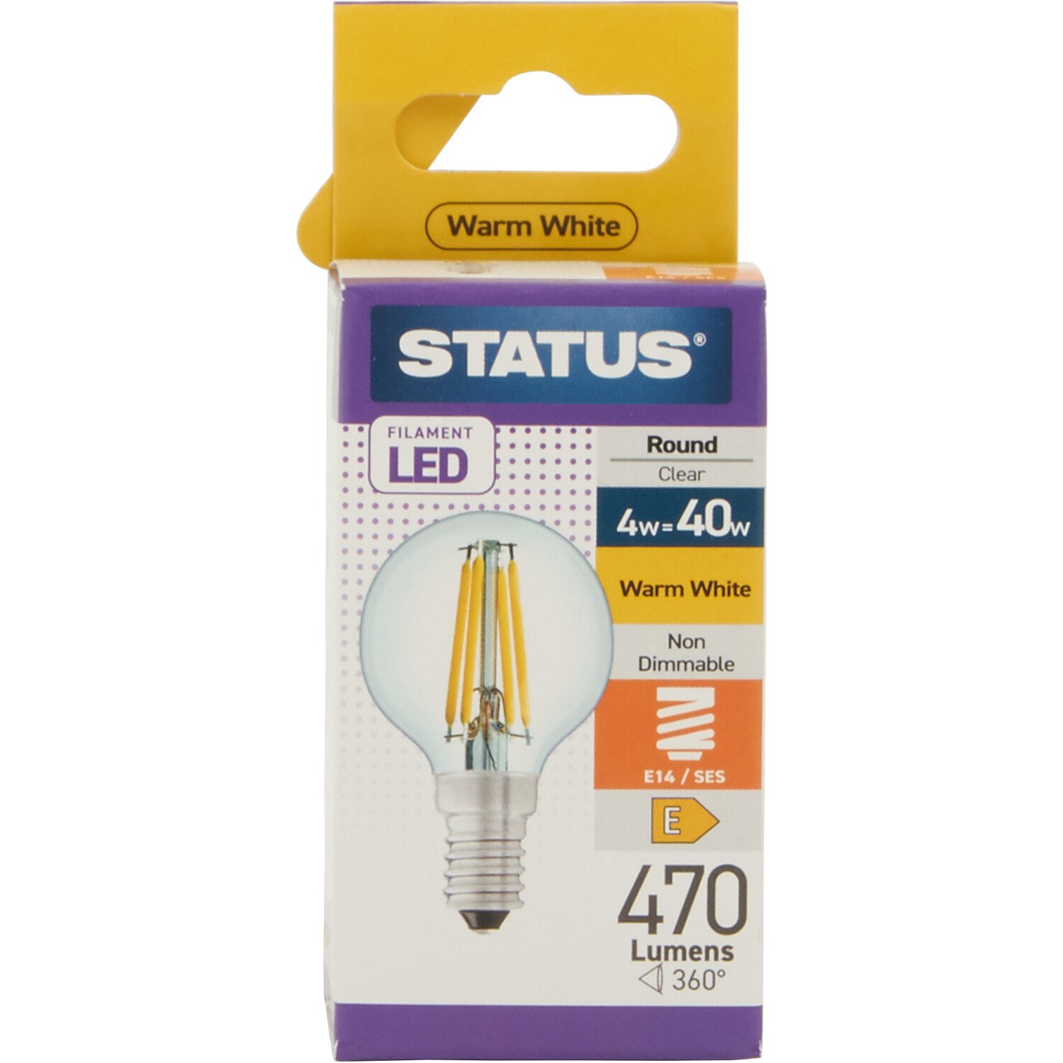 4W Filament Round Light Bulb ES E27 CAP Image 1