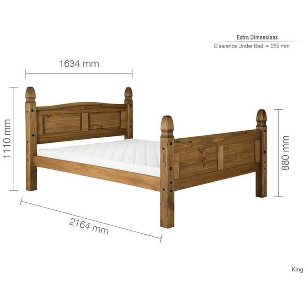 Corona King Size Natural Wax High End Bed Frame Image 4