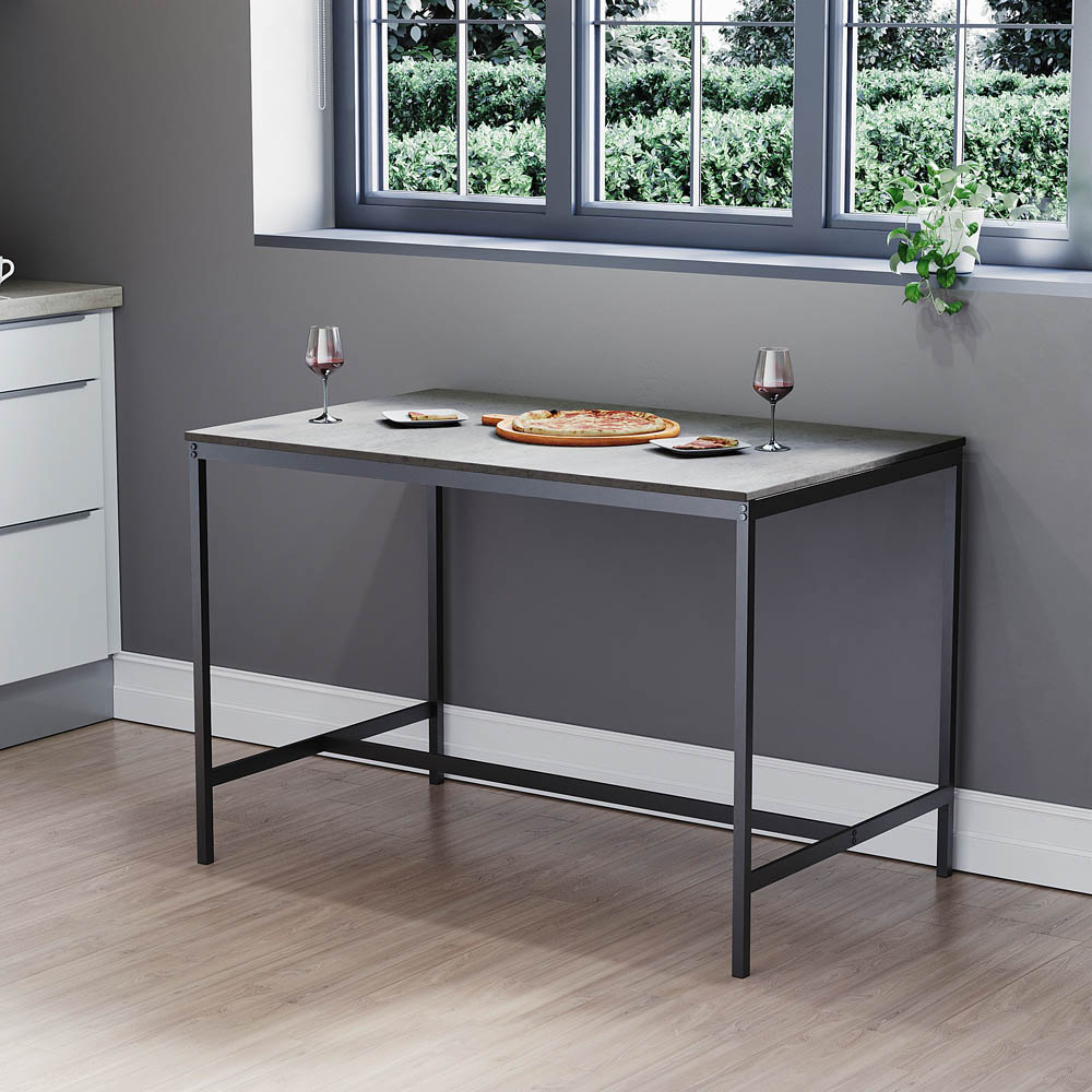 Vida Designs Roslyn 4 Seater Metal Frame Dining Bench Set Concrete Grey Image 4