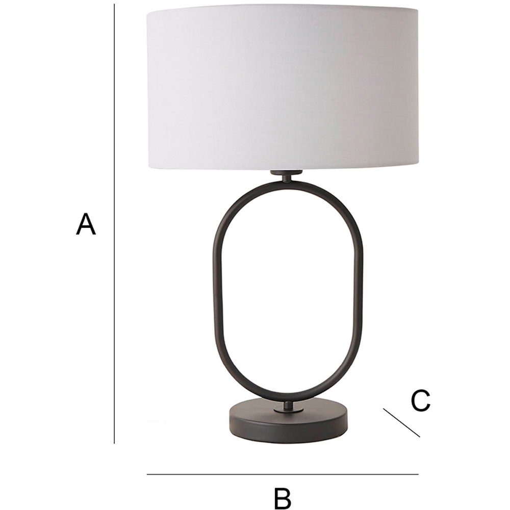 ValueLights Antonia Grey Fabric Drum Shade Matte Black Oval LED Table Lamp Image 7