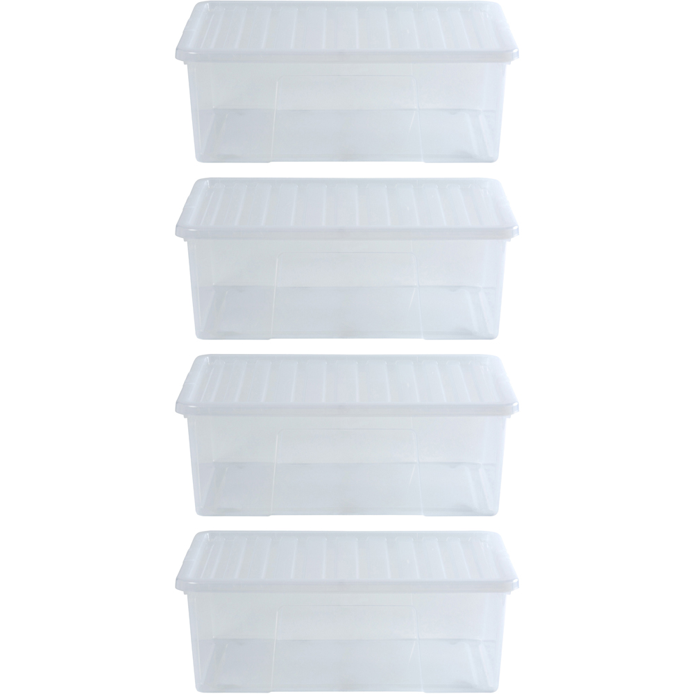 Wham 68L Clear Crystal Storage Box with Lid 4 Pack Image 1
