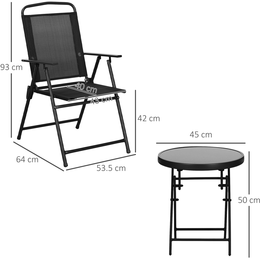 Outsunny 2 Seater Bistro Set Black Image 9
