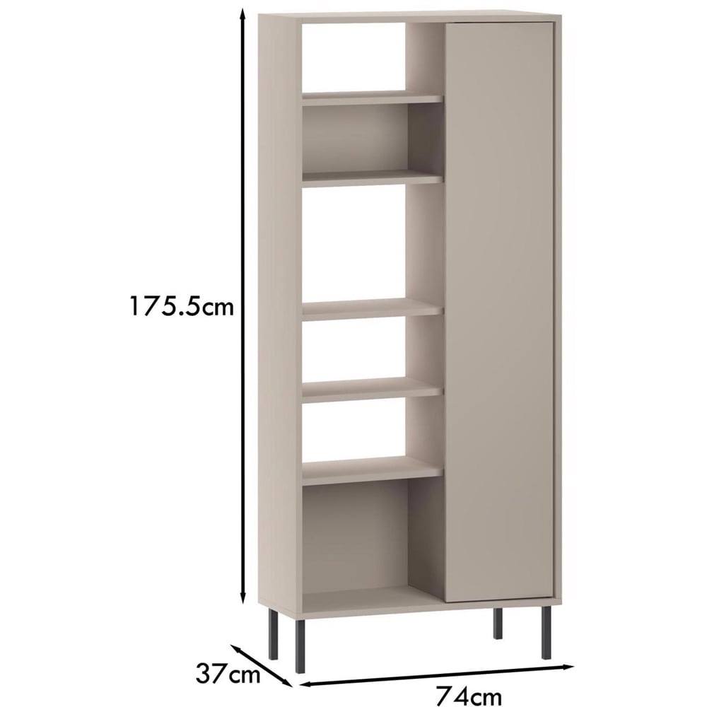 FWStyle Single Door 6 Shelf Sandstone Curved Modern Bookcase Image 7