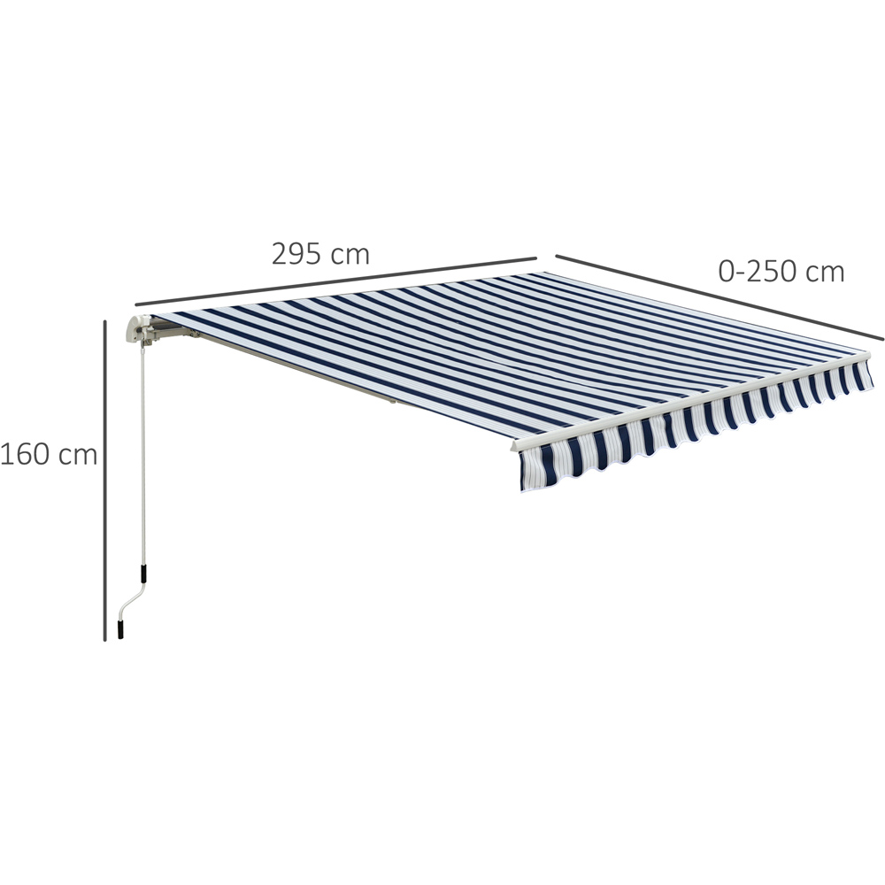 Outsunny Blue and White Striped Retractable Awning 3 x 2.5m Image 9