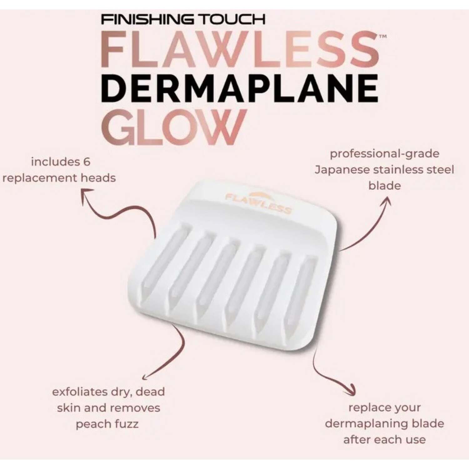Pack of 6 Flawless Dermaplane Glow Replacement Heads Image 4