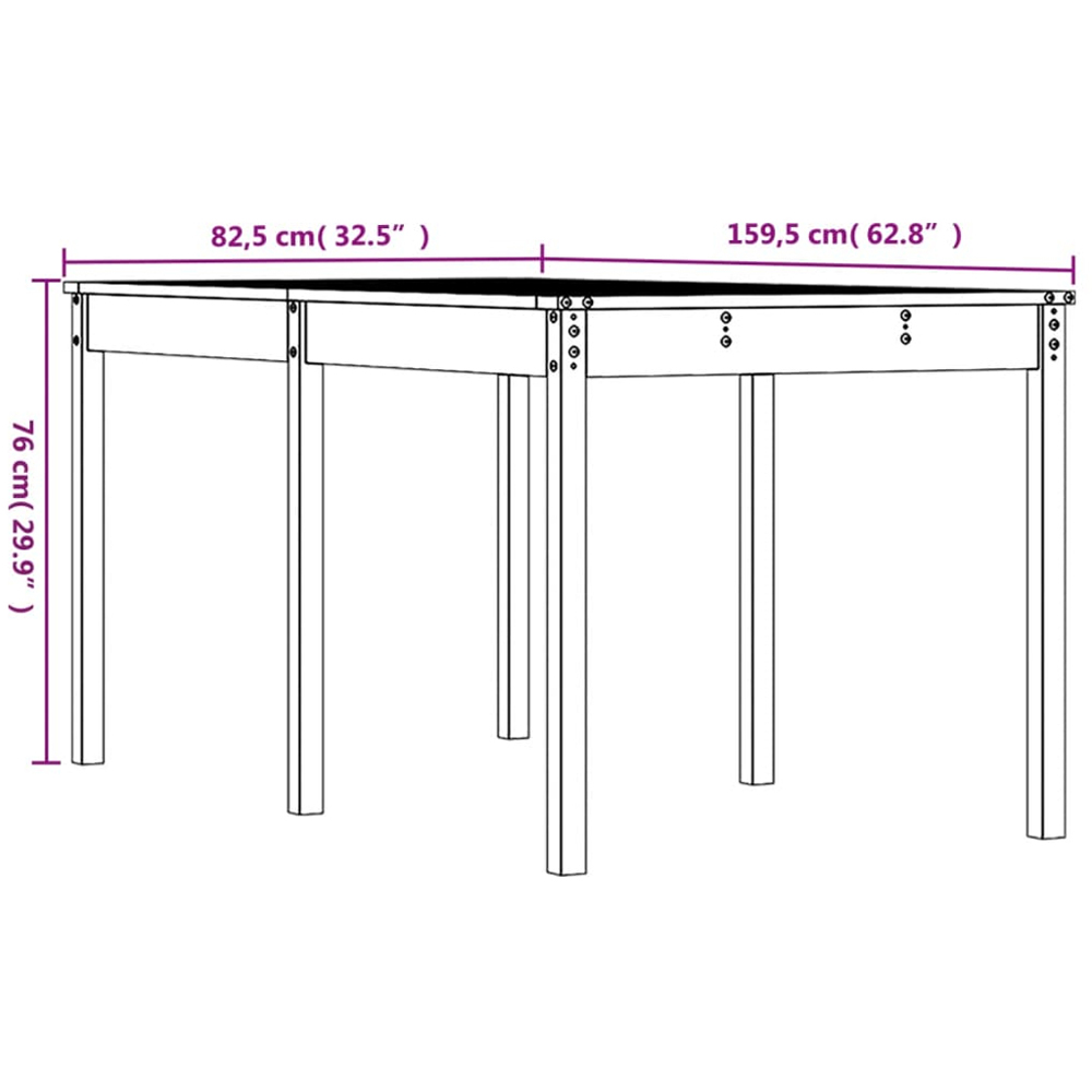 vidaXL 6 Seater Solid Douglas Wood Garden Dining Table Natural Image 7