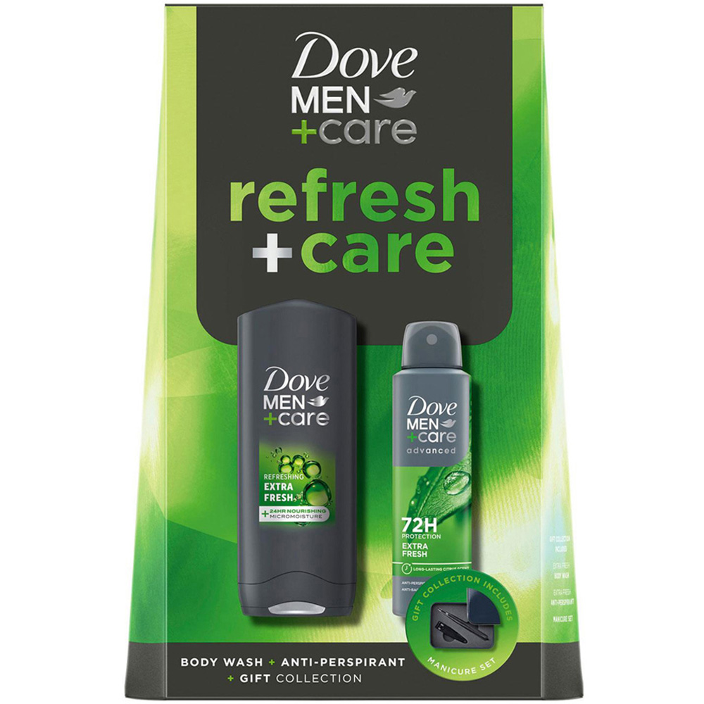 Dove Men+Care Refresh Citrus and Cedarwood Scent Bodywash Bodyspray and Manicure Gift Set Image 1