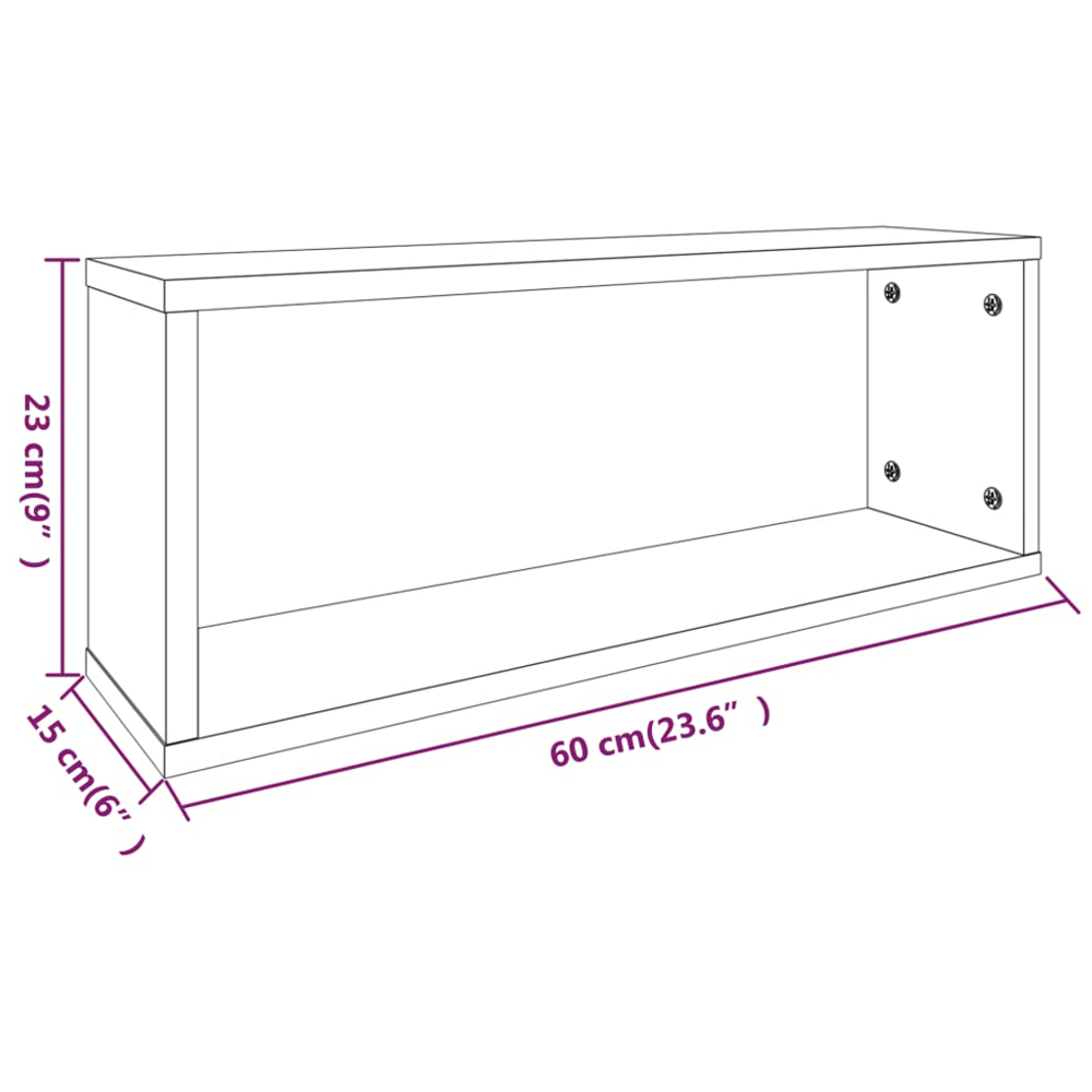 vidaXL 60 x 15 x 23cm Set of 6 Brown Oak Cube Wall Shelf Image 7