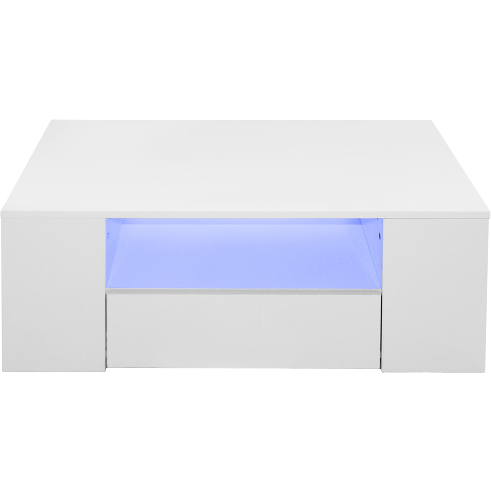 Comfy Living 5 Shelf 2 Drawer White High Gloss LED Coffee Table Image 3