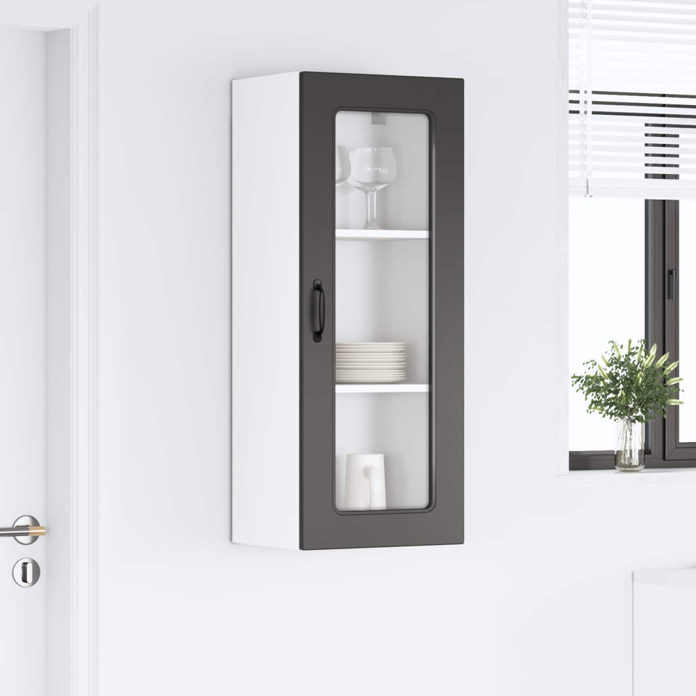 vidaXL Single Glass Door Black Kitchen Wall Cabinet Image 9