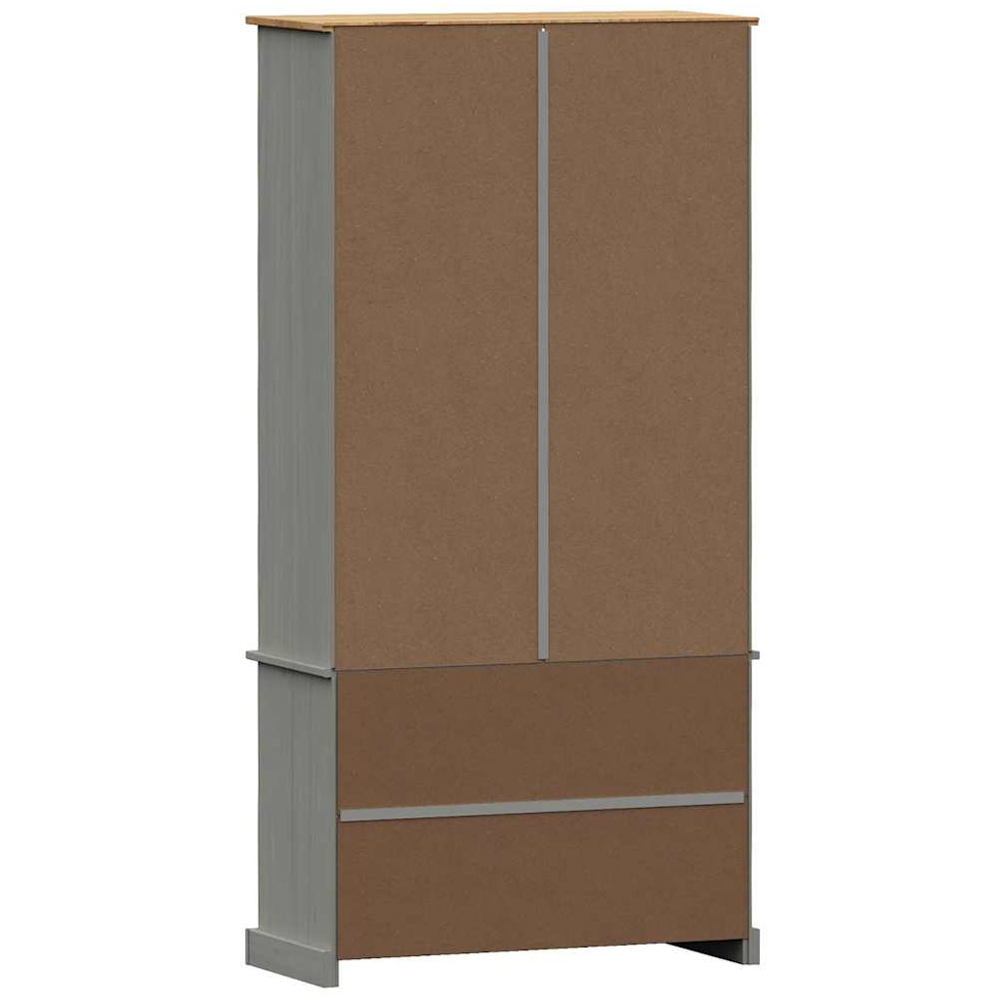 vidaXL Vigo 2 Door 4 Shelf Grey Solid Pine Wood Bookcase Image 7