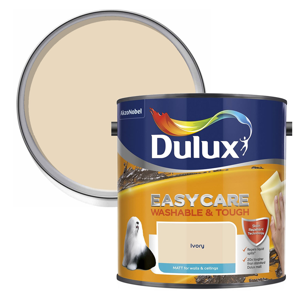 Dulux Easycare Washable & Tough Ivory Matt Emulsion Paint 2.5L Image 1