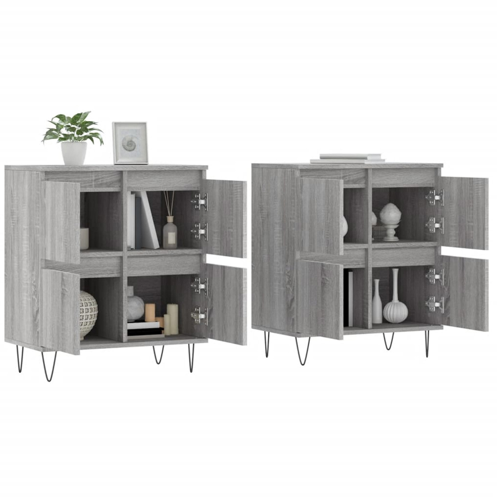 vidaXL 4 Drawer Grey Sonoma Sideboard 2 Pack Image 3