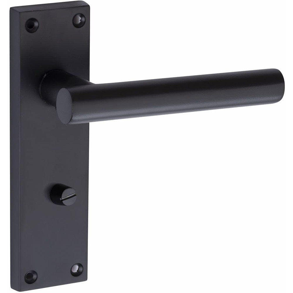Golden Grace Matt Black T-Bar Bathroom Backplate Door Handle Set Image 3
