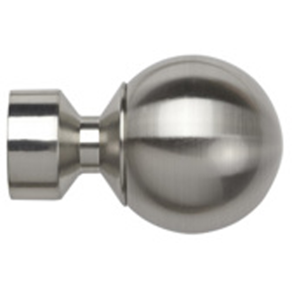New Edge Blinds 90cm Fixed Length Satin Silver Eyelet Metal Curtain Pole Set with Met Ball Finial Image 2