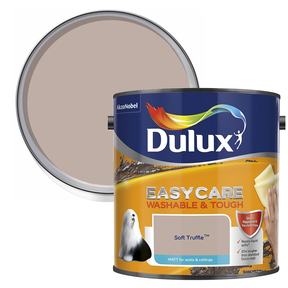 Dulux Easycare Washable & Tough Soft Truffle Matt Emulsion Paint 2.5L Image 1