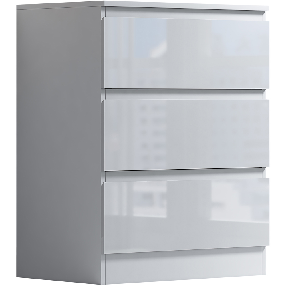 FWStyle Stora 3 Drawer White Gloss Chest Of Drawers Image 2