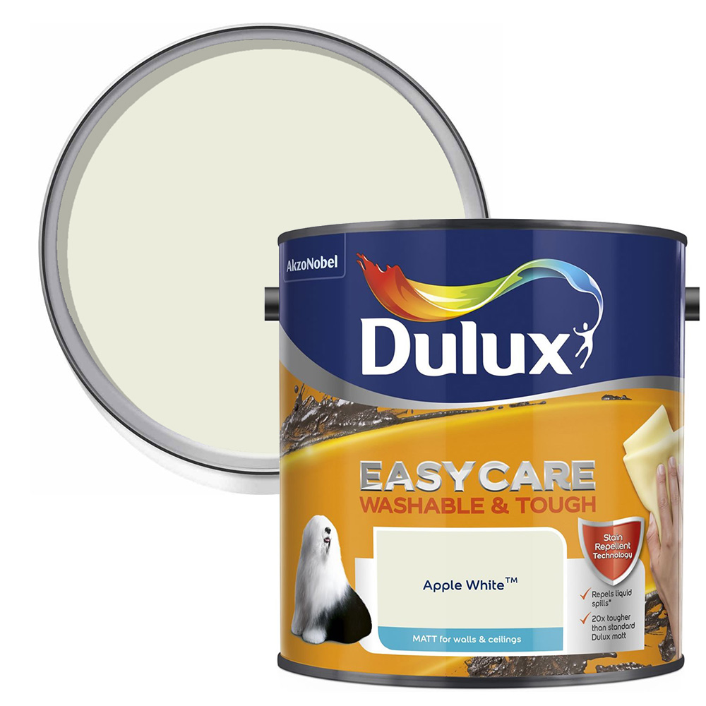 Dulux Easycare Washable & Tough Apple White Matt Emulsion Paint 2.5L Image 1