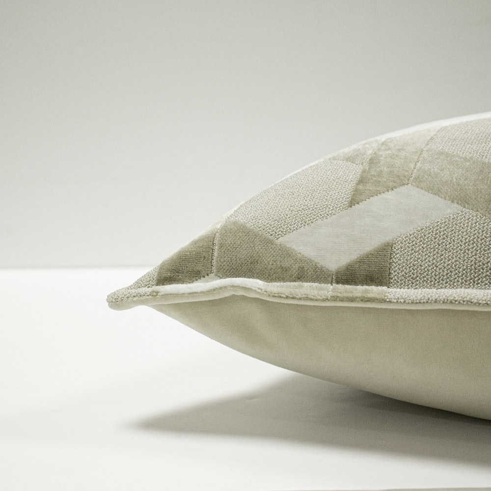 Paoletti Delano Ivory and Taupe Velvet Jacquard Cushion Image 5
