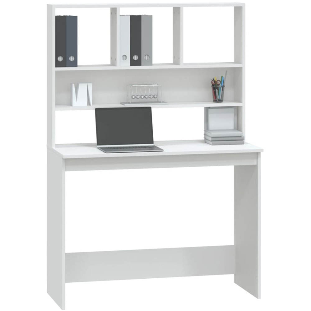 vidaXL 4 Shelf Study Desk White Image 3