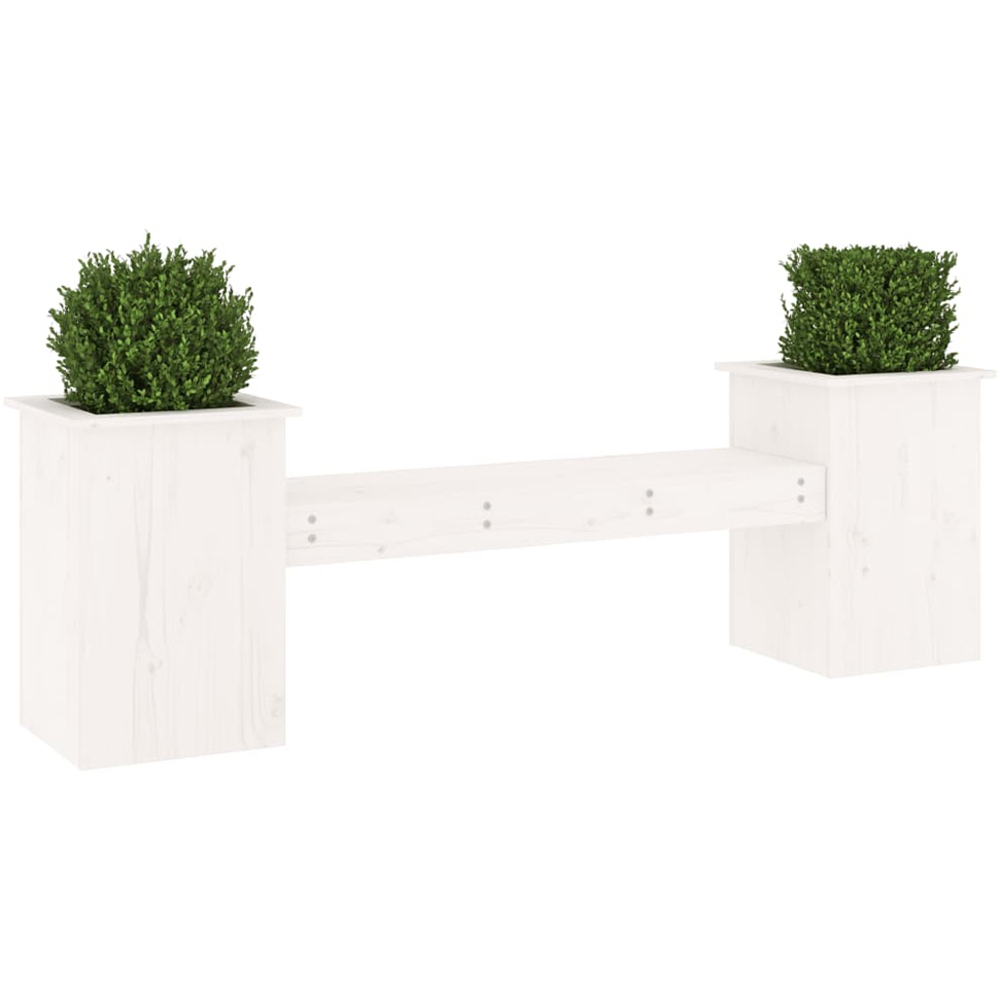 vidaXL 2-in-1 White Solid Pine Wood Planter Box with 2 Seater Bench Image 3