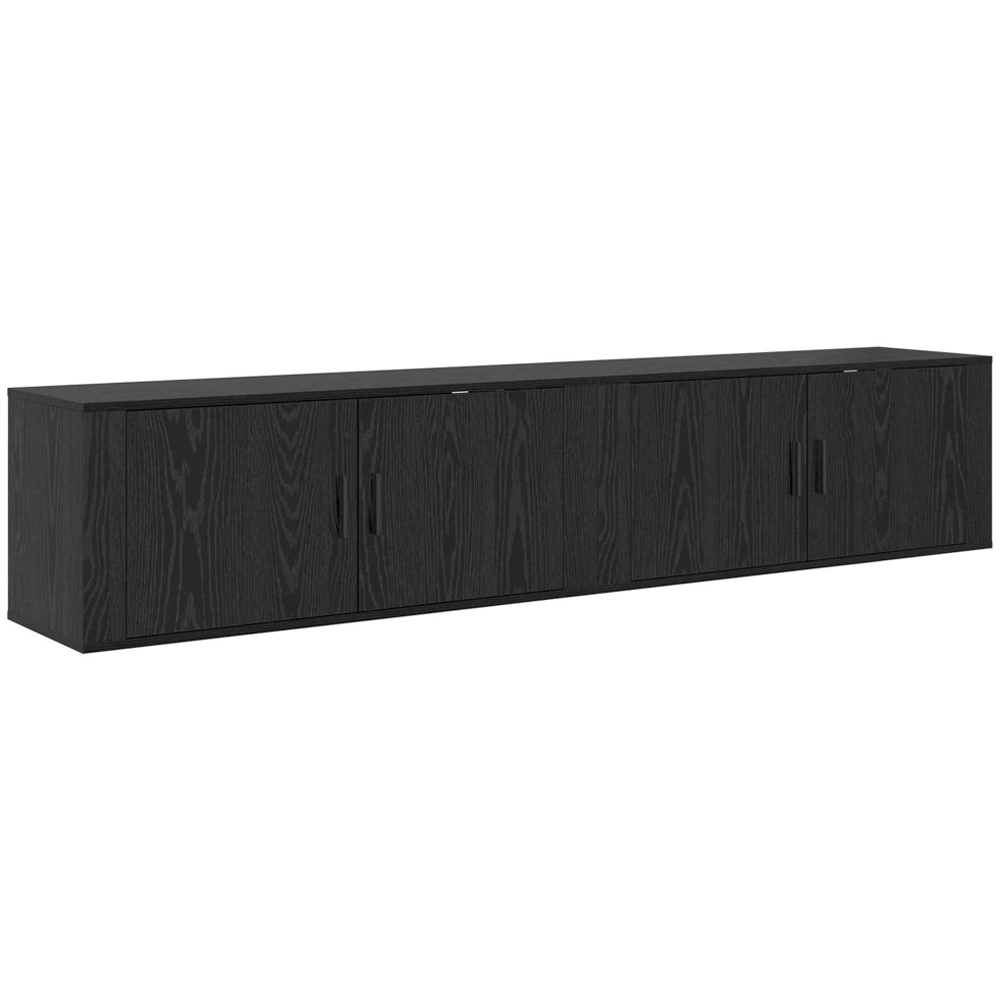 vidaXL 2 Door Black Oak Wooden Wall-Mounted TV Cabinet Set of 2 Image 7