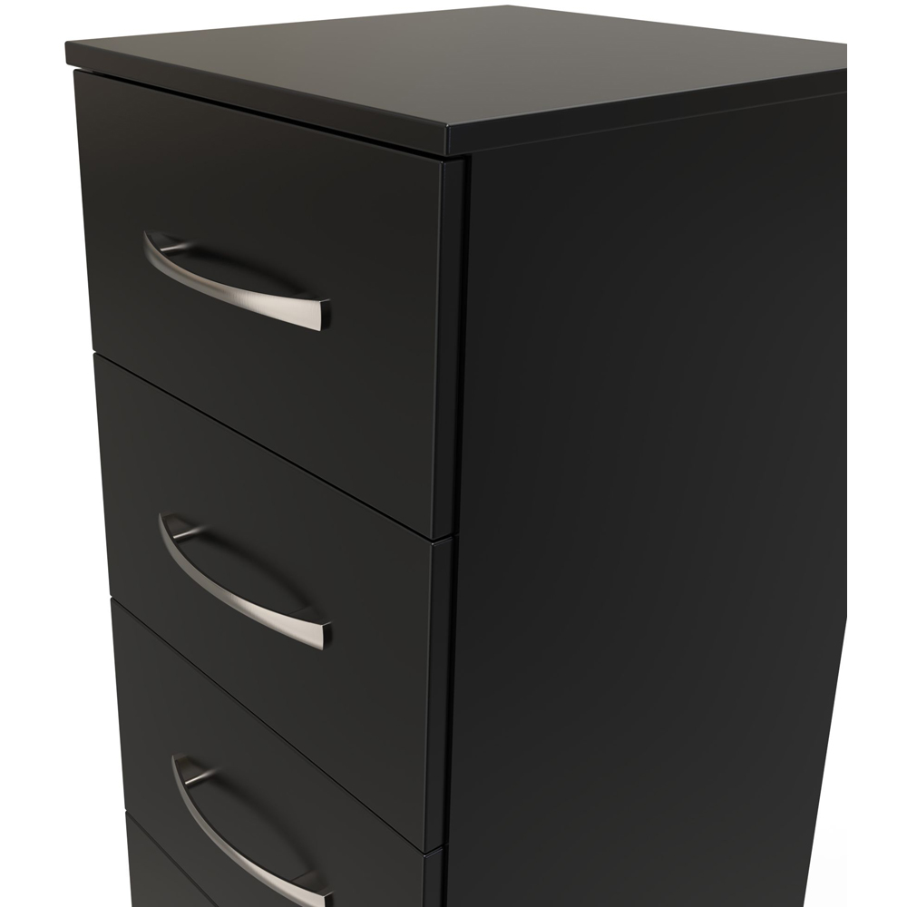 Crowndale Avon 5 Drawer Black Matt Tall Bedside Cabinet Ready Assembled Image 5