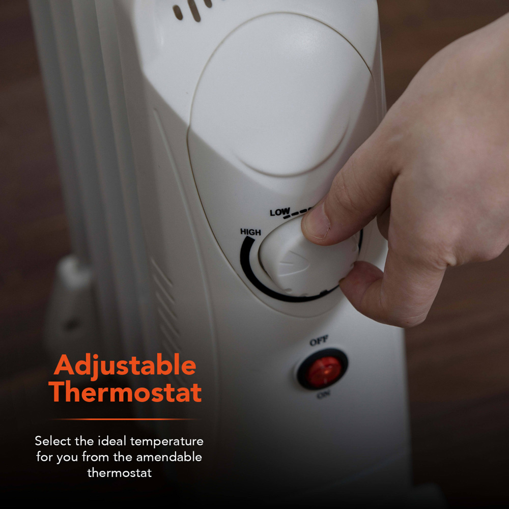 Warmlite 5 Fin White Oil Filled Radiator with Adjustable Thermostat 650W Image 5