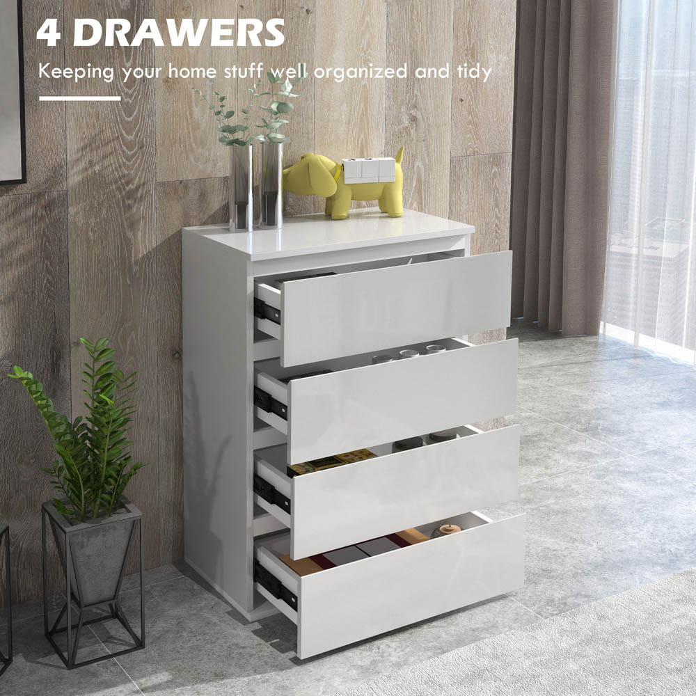 Portland 4 Drawer High Gloss White Chest of Drawers Image 4