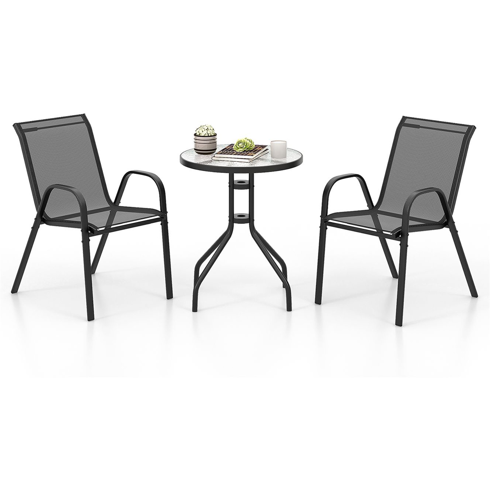 Costway 2 Seater Black Garden Bistro Set Image 3