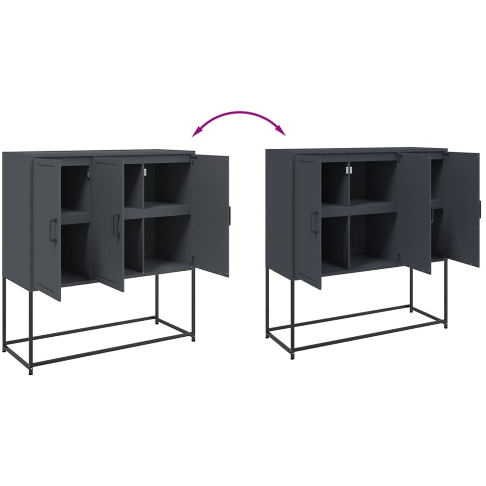vidaXL 3 Door Anthracite Steel Highboard Image 9