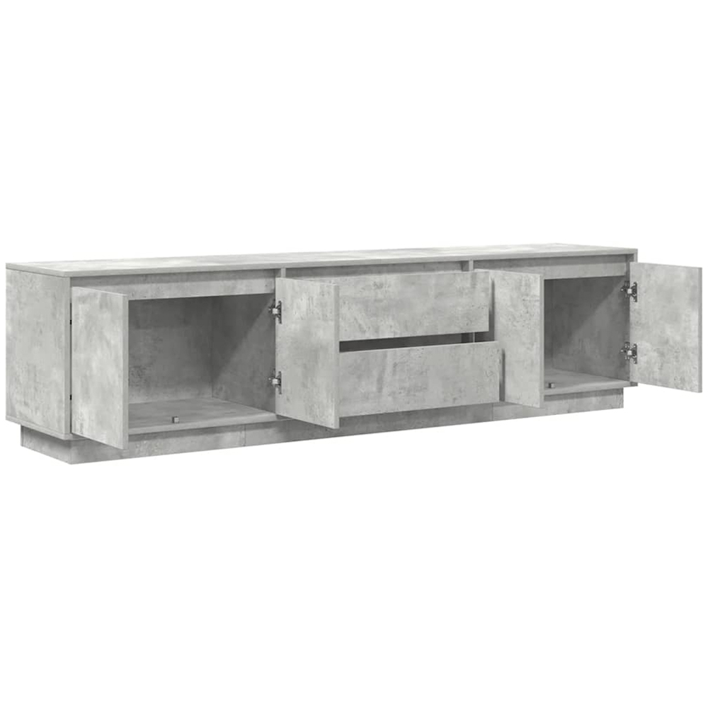 vidaXL 4 Door 2 Drawer Concrete Grey TV Cabinet with LED Lights Image 3