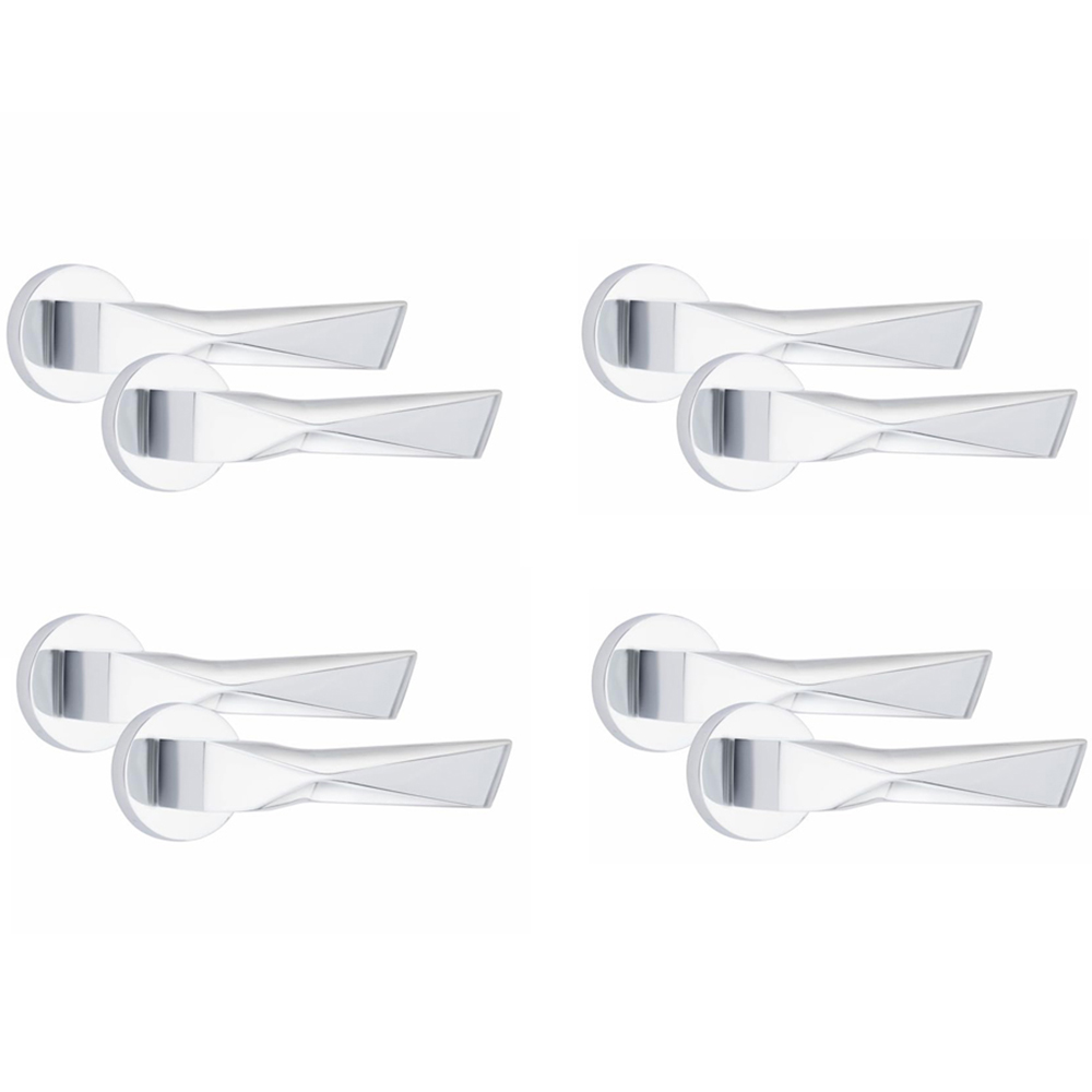 Golden Grace Modern Aura Polished Chrome Door Handles Set 4 Pack Image 1