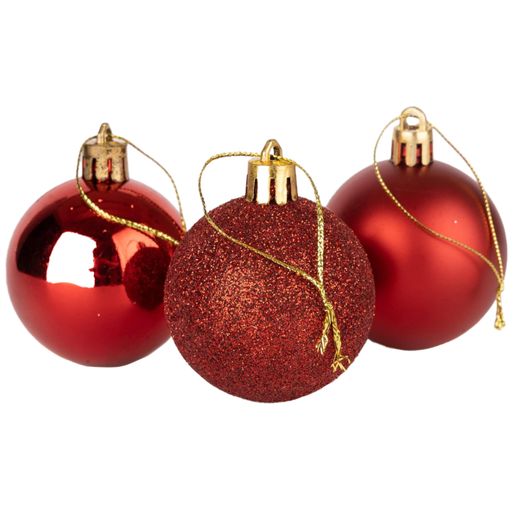 Shatchi Red 5cm Shatterproof Christmas Bauble 18 Pack Image 2