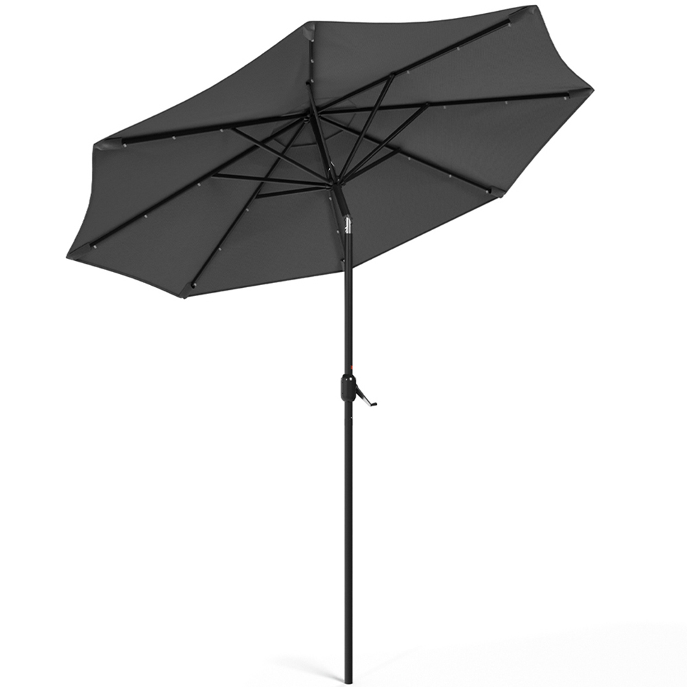 Living and Home Dark Grey 24 LED Crank Lift Garden Parasol 3m Image 5