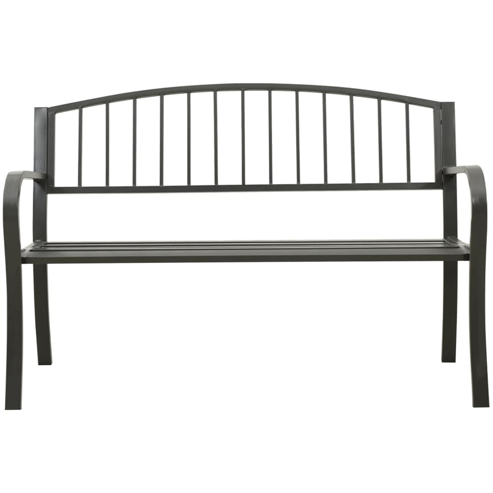 vidaXL 2 Seater Grey Powder Coated Steel Garden Bench Image 2