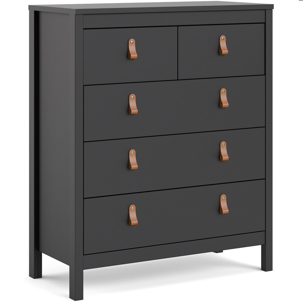 Florence Barcelona 5 Drawer Matt Black Chest of Drawers Image 2