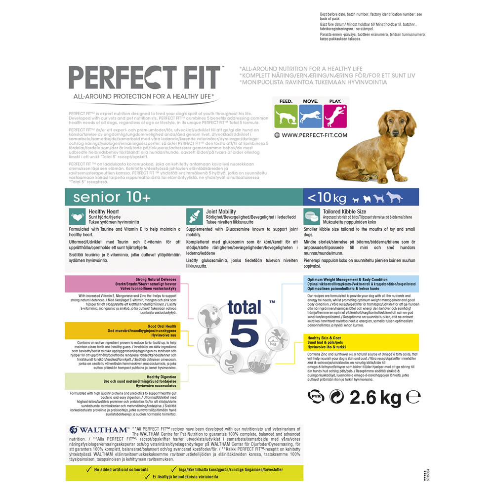 Perfect Fit Senior 10+ Chicken Flavour Complete   Dry Dog Food 2.6kg Image 2