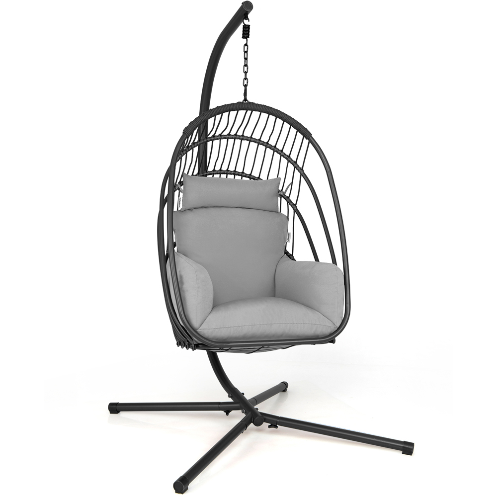 Costway Grey Swing Foldable Egg Chair Image 2