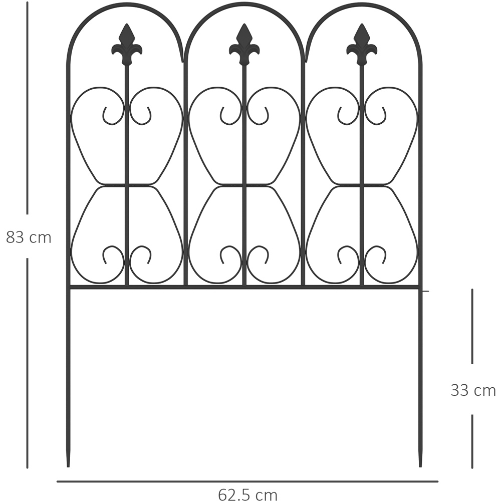 Outsunny Black Metal Wire 2.7 x 2.05ft 5 Pack Decorative Garden Fence Panel Image 8
