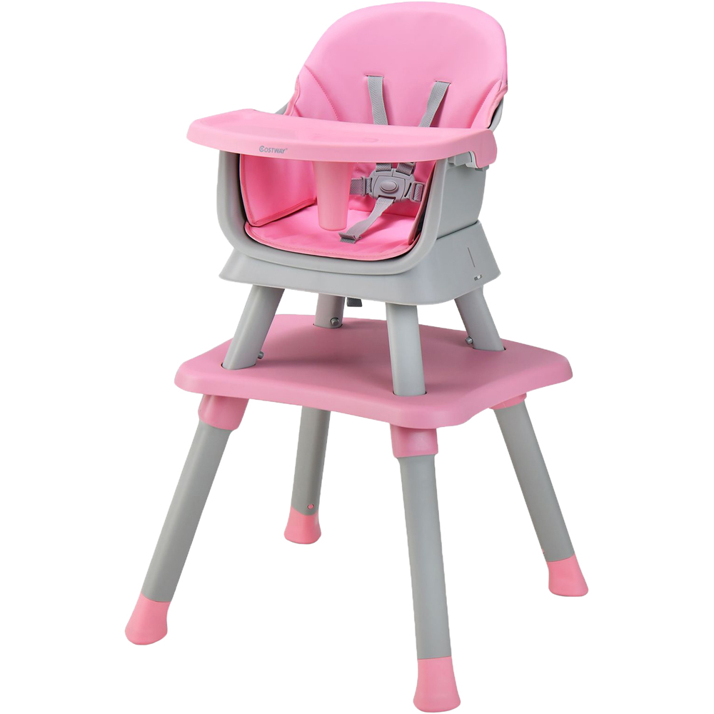 Costway 6 in 1 Pink Baby Highchair with Removable Tray Image 1