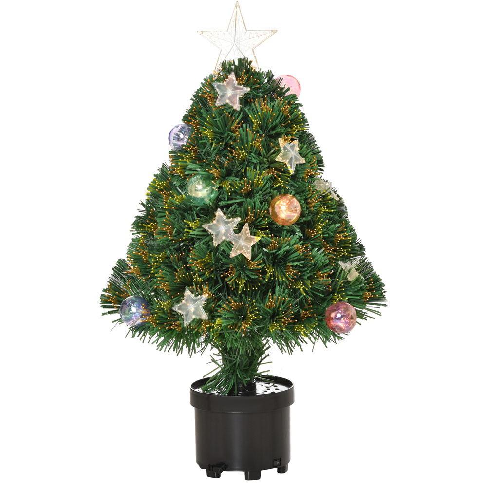 Everglow Fibre Optic LED Green Tabletop Artificial Christmas Tree in Pot 2ft Image 1