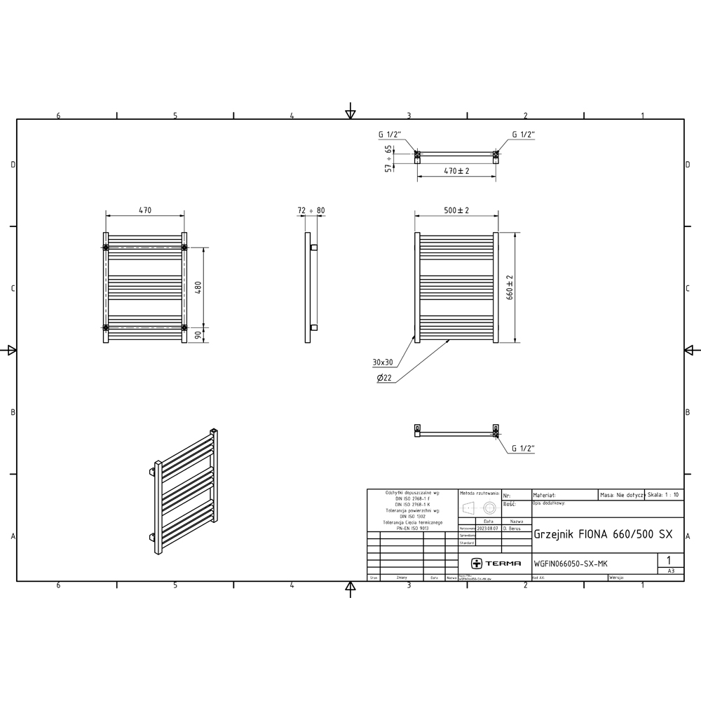 Terma Fiona E Sparkling Grey Electric Towel Rail 660 x 500mm Image 8