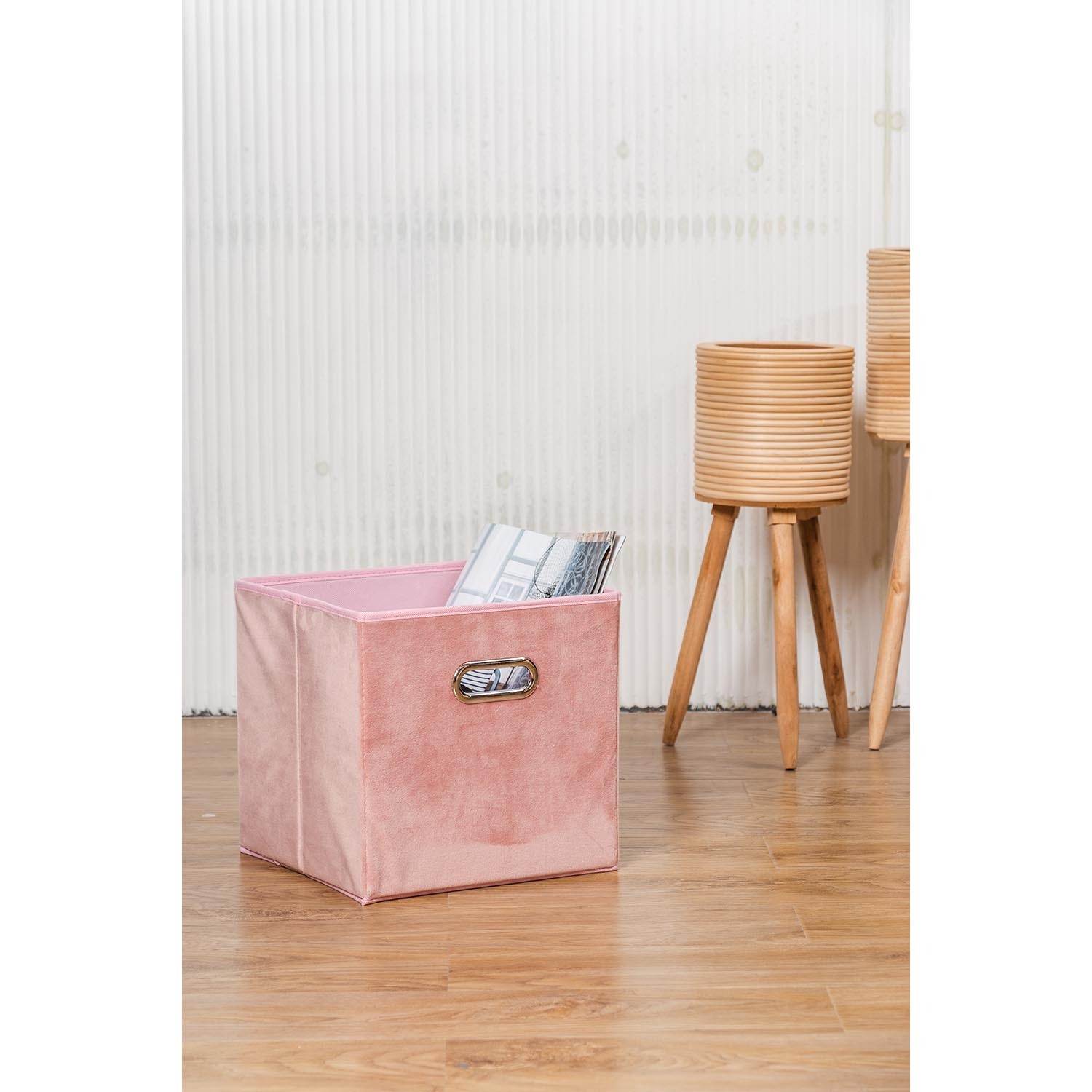 Blush Velvet Storage Cube Image 5