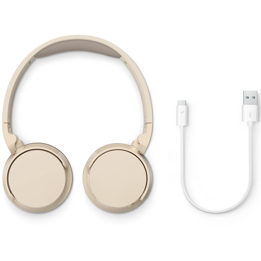 Philips TAH3209 Beige Passive Noise Isolation Lightweight On-Ear Wireless BT Headphones Image 6